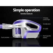 Load image into Gallery viewer, Devanti Cordless Stick Vacuum Cleaner - Purple & Grey