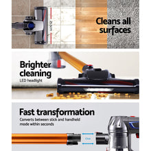 Load image into Gallery viewer, Handheld Cordless Stick Handheld Bagless 2-Speed LED Headlight Gold Vacuum Cleaner