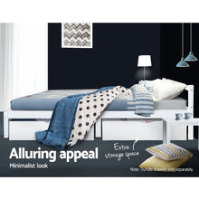 Load image into Gallery viewer, Double Wooden Base Timber Platform White Bed Frame