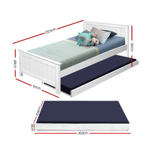 Load image into Gallery viewer, Timber Slat King Single Size White Wooden Trundle Bed Frame