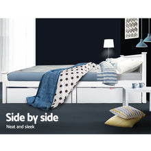 Load image into Gallery viewer, Artiss Set of 2 Bed Frame Storage Drawers Timber Trundle for Wooden Bed Frame Base White
