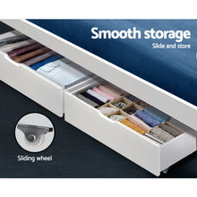 Load image into Gallery viewer, Artiss Set of 2 Bed Frame Storage Drawers Timber Trundle for Wooden Bed Frame Base White