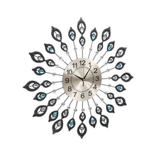 Load image into Gallery viewer, Artiss 60CM Peacock Wall Clock Large 3D Modern Crystal Luxury Round Wall Clocks Home Decor Black