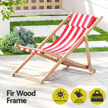 Load image into Gallery viewer, Gardeon Outdoor Deck Chair Wooden Sun Lounge Folding Beach Patio Furniture Red