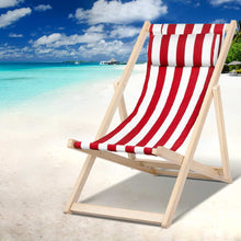 Load image into Gallery viewer, Gardeon Outdoor Deck Chair Wooden Sun Lounge Folding Beach Patio Furniture Red