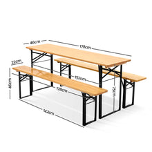 Load image into Gallery viewer, Gardeon Wooden Outdoor Foldable Bench Set - Natural