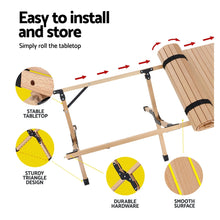 Load image into Gallery viewer, Gardeon Outdoor Furniture Wooden Egg Roll Picnic Table Camping Desk 120CM