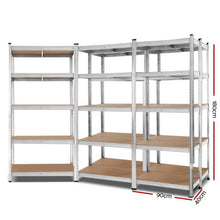 Load image into Gallery viewer, Strong and Durable Warehouse Shelving Rack x 5- Silver 90 x 40 x 180cm
