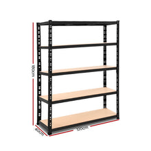Load image into Gallery viewer, Durable Steel Warehouse Shelving Rack - Black 120cm x 40cm x 180cm