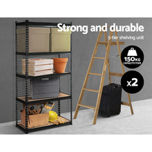 Load image into Gallery viewer, Strong and Durable Warehouse Shelving Rack x 2 - Matte Black 70 x 30 x 150cm