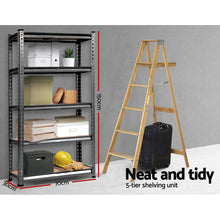Load image into Gallery viewer, Durable Steel Warehouse Shelving Rack x 2 - Charcoal 70 x 30 x 150cm