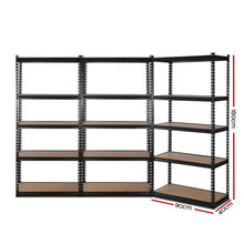 Load image into Gallery viewer, Durable 5-Shelves Steel Warehouse Shelving Rack x 3 - Black 90cm x 40cm x 180cm