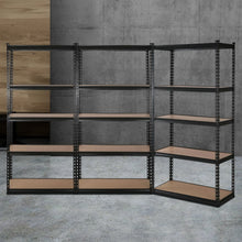 Load image into Gallery viewer, Durable 5-Shelves Steel Warehouse Shelving Rack x 3 - Black 90cm x 40cm x 180cm