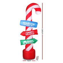 Load image into Gallery viewer, Jingle Jollys 2.4M Christmas Inflatable Santa Guide Candy Pole Xmas Decor LED