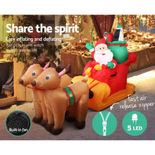 Load image into Gallery viewer, 2.2M Christmas Inflatable Santa Sleigh Ride Reindeer Deer Decor