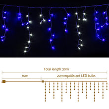 Load image into Gallery viewer, Jingle Jollys 800 LED Christmas Icicle Lights White and Blue