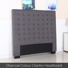 Load image into Gallery viewer, Bed Head Queen Charcoal Headboard Upholstery Fabric Tufted Buttons