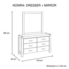 Load image into Gallery viewer, 5 Pieces Bedroom Suite in Solid Wood Veneered Acacia Construction Timber Slat King Single Size Oak Colour Bed, Bedside Table , Tallboy & Dresser