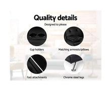 Load image into Gallery viewer, 3 Seater Recliner Leather Black Sofa Bed with Cup Holder