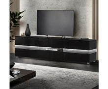 Load image into Gallery viewer, Classic TV Cabinet Entertainment Unit Stand RGB LED Gloss Furniture 177cm Black