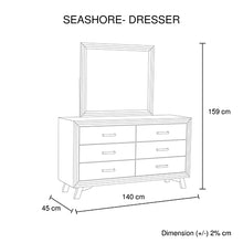 Load image into Gallery viewer, 4 Pieces Bedroom Suite Queen Size Silver Brush in Acacia Wood Construction Bed, Bedside Table & Dresser