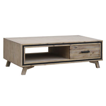 Load image into Gallery viewer, Coffee Table Solid Wood Acacia &amp; Veneer Frame 2 Drawers Storage Sliver Brush Colour
