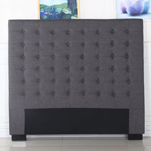 Load image into Gallery viewer, Bed Head King Charcoal Headboard Upholstery Fabric Tufted Buttons
