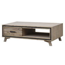 Load image into Gallery viewer, Coffee Table Solid Wood Acacia &amp; Veneer Frame 2 Drawers Storage Sliver Brush Colour
