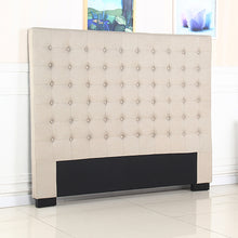 Load image into Gallery viewer, Bed Head King Beige Headboard Upholstery Fabric Tufted Buttons
