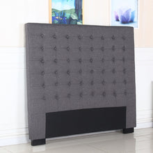 Load image into Gallery viewer, Bed Head King Charcoal Headboard Upholstery Fabric Tufted Buttons
