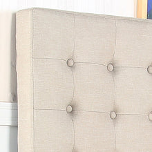 Load image into Gallery viewer, Bed Head King Beige Headboard Upholstery Fabric Tufted Buttons
