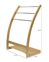 Load image into Gallery viewer, Bamboo Towel Bar Metal Holder Rack 3-Tier Freestanding and Bottom shelf for Bathroom
