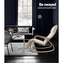 Load image into Gallery viewer, Artiss Fabric Rocking Armchair with Adjustable Footrest - Beige
