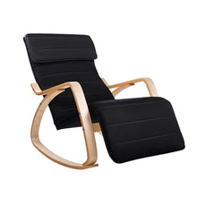 Load image into Gallery viewer, Artiss Fabric Rocking Armchair with Adjustable Footrest - Black
