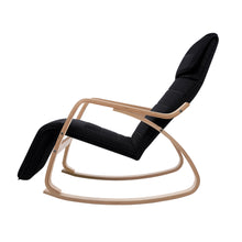 Load image into Gallery viewer, Artiss Fabric Rocking Armchair with Adjustable Footrest - Black
