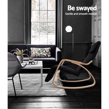 Load image into Gallery viewer, Artiss Fabric Rocking Armchair with Adjustable Footrest - Black
