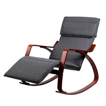 Load image into Gallery viewer, Artiss Fabric Rocking Armchair with Adjustable Footrest - Charcoal
