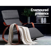 Load image into Gallery viewer, Artiss Fabric Rocking Armchair with Adjustable Footrest - Charcoal
