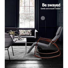 Load image into Gallery viewer, Artiss Fabric Rocking Armchair with Adjustable Footrest - Charcoal

