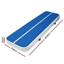 Load image into Gallery viewer, 4m x 1m Inflatable Air Track Mat 20cm Thick Gymnastic Tumbling Blue And White
