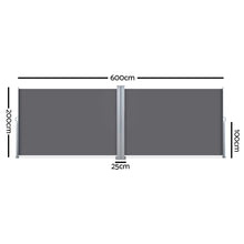 Load image into Gallery viewer, Instahut 2X6M Retractable Side Awning Garden Patio Shade Screen Panel Grey
