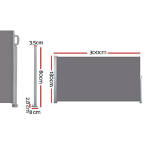Load image into Gallery viewer, Set of 2 Instahut Side Awning Sun Shade Outdoor Blinds Retractable Screen 1.8X3M GR
