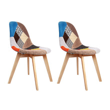 Load image into Gallery viewer, Retro Beech Fabric Multi Colour Dining Chair - Set of 2
