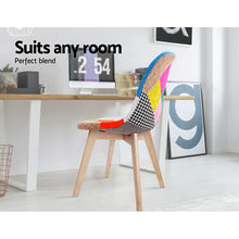 Load image into Gallery viewer, Retro Beech Fabric Multi Colour Dining Chair - Set of 2
