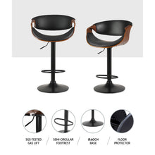 Load image into Gallery viewer, Artiss Bar Stools Swivel Chair Kitchen Gas Lift Wooden Bar Stool Leather Black
