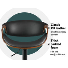 Load image into Gallery viewer, Artiss Bar Stools Swivel Chair Kitchen Gas Lift Wooden Bar Stool Leather Black
