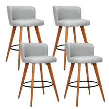 Load image into Gallery viewer, Set of 4 Wooden Fabric Bar Stools With Circular Footrest - Light Grey
