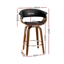 Load image into Gallery viewer, Set of 4 Swivel PU Leather Bar Stool - Wood and Black
