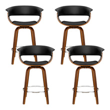 Load image into Gallery viewer, Set of 4 Swivel PU Leather Bar Stool - Wood and Black

