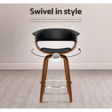Load image into Gallery viewer, Set of 4 Swivel PU Leather Bar Stool - Wood and Black
